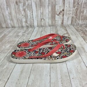 Coach Floral Flip Flops Women's Size 7/8 Sandals Red‎ Multicolor Shoes